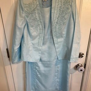 Elegant Light Blue Skirt Suit Set